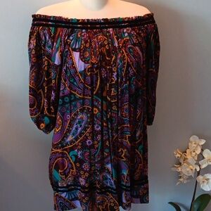 Zara trf  purple print boho off shoulder dress